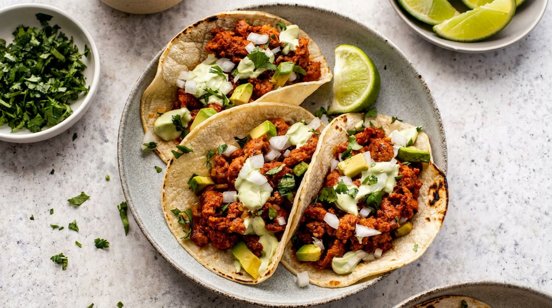 Street tacos with chorizo